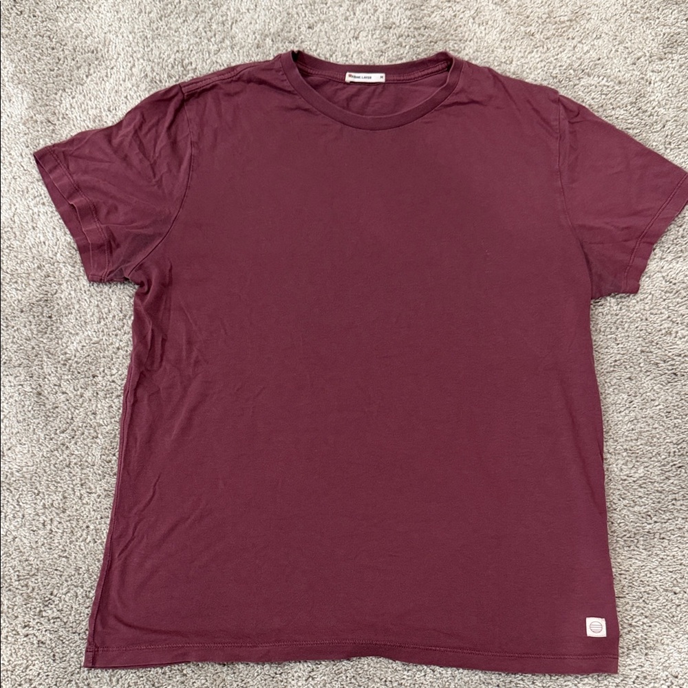 Marine Layer Short Sleeve Crew Tee in Burgundy
